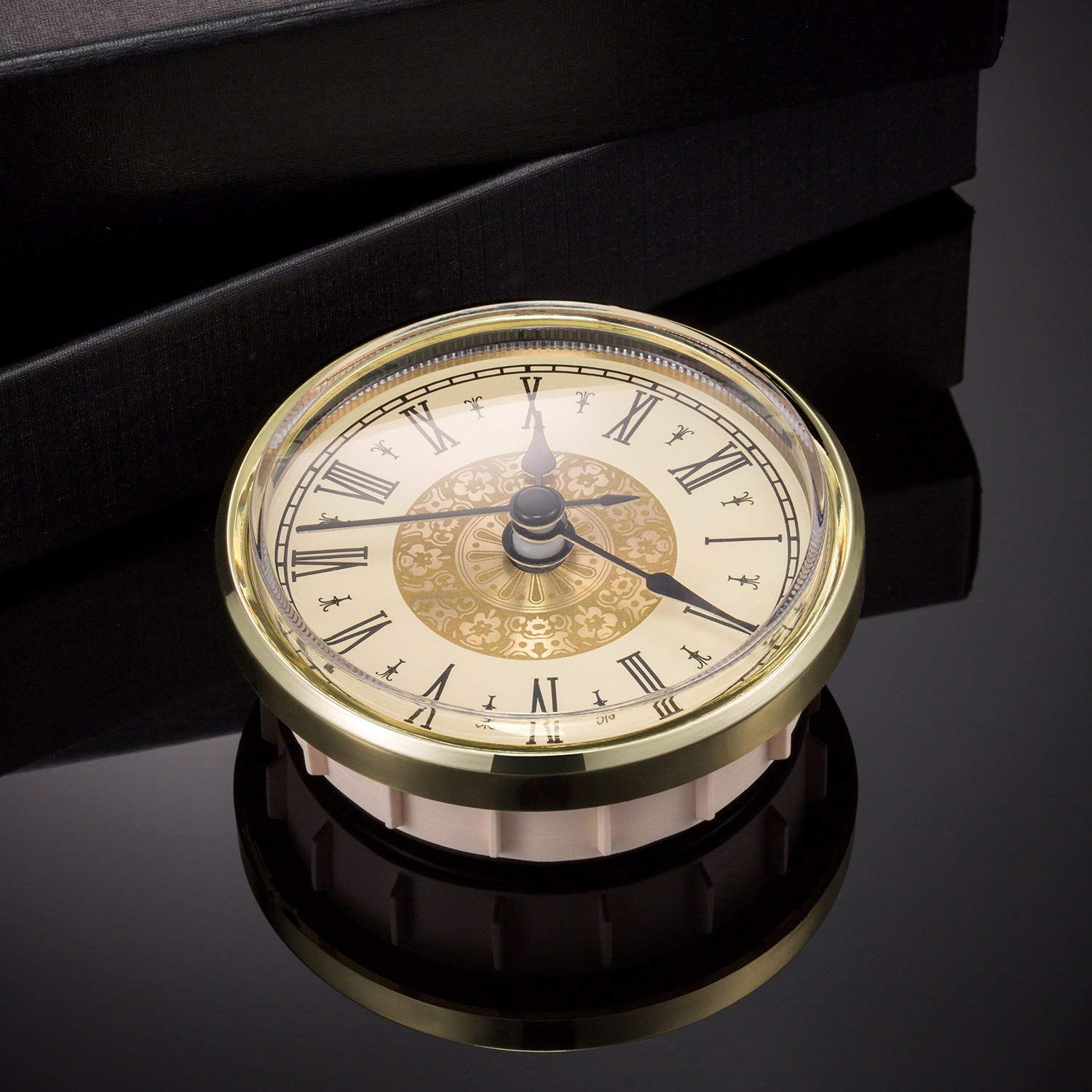 2 3/4" Quartz Clock Insert Fit-Up Movement 70 mm Cream Roman Dial Arabic Clock Dial